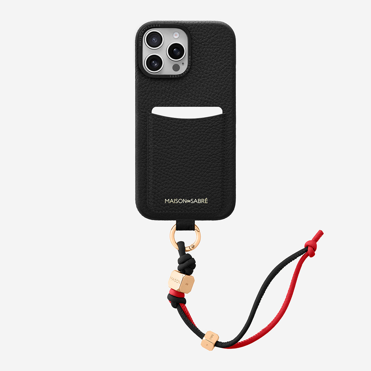 The Wristlet Phone Case iPhone 16 Pro - Black Caviar – MAISON de SABRÉ