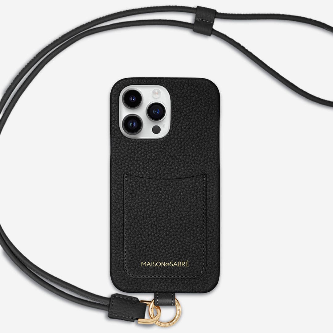 The Sling Phone Case iPhone 15 Pro Max Black Caviar – MAISON de SABRÉ