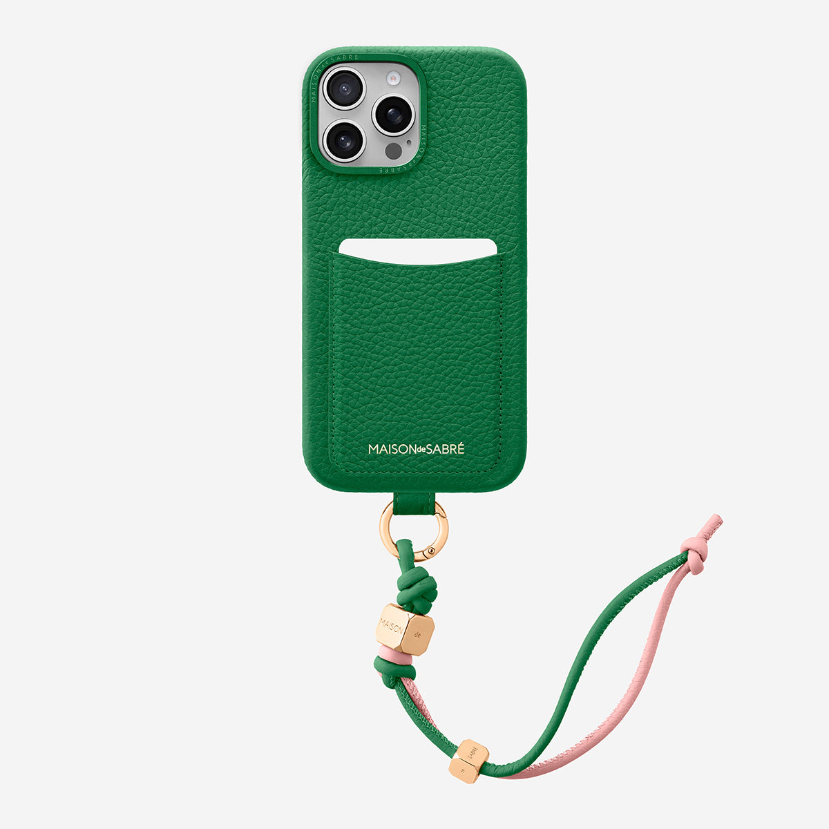 MAISON & SABRÉ リストレットスマホケース The Wristlet Phone Case iPhone 16 Pro - Emerald Green – MAISON de