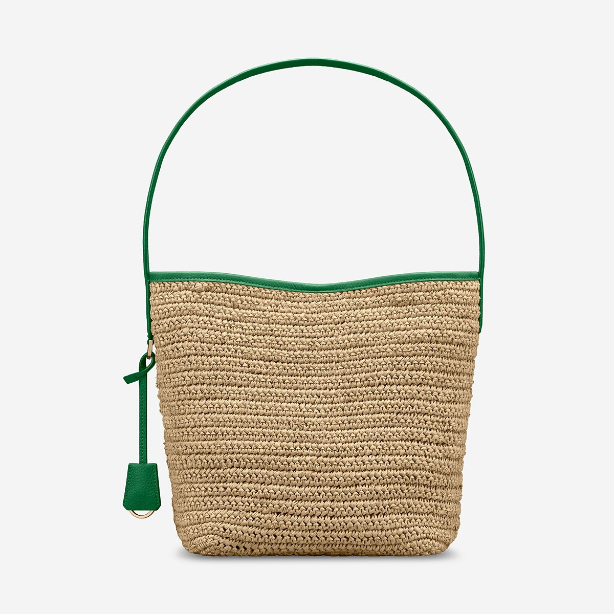 The Raffia Bucket Soft Tote - Emerald Green