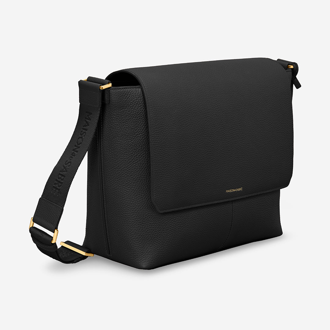 The Flaire Messenger Bag - Black Caviar