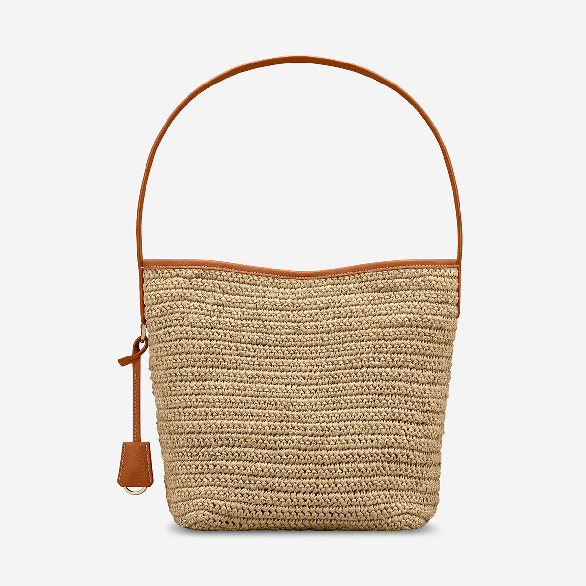 The Raffia Bucket Soft Tote - Pecan Brown