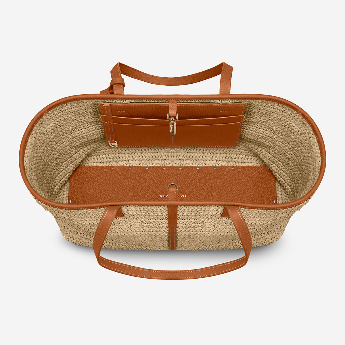 The Raffia Snap Soft Tote - Pecan Brown