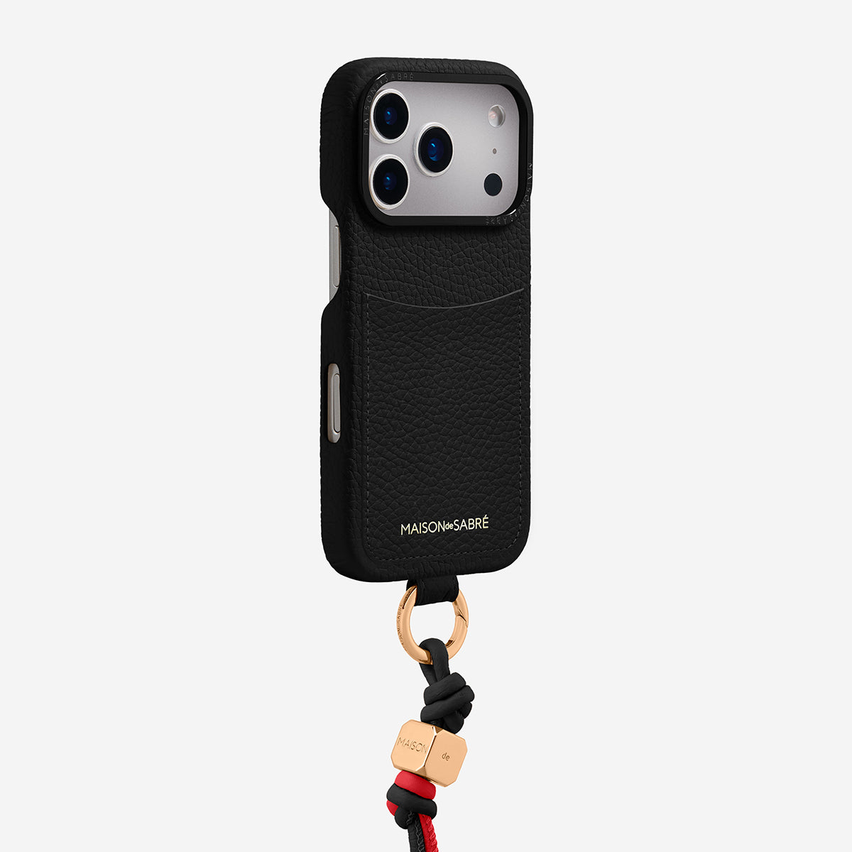 The Wristlet Phone Case iPhone 17 Pro - Black Caviar – MAISON de SABRÉ