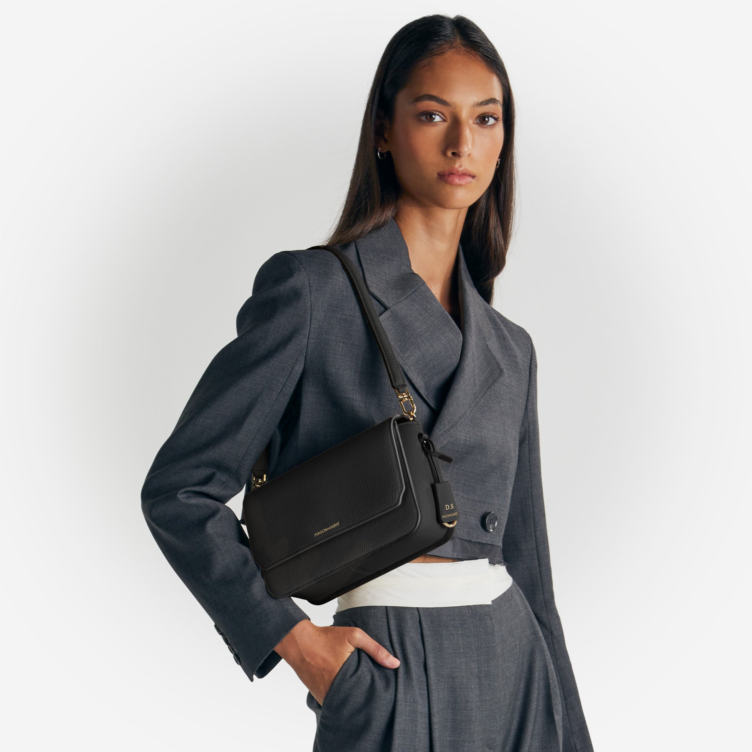 フラップバッグ Medium Flap Bag ブラックキャビア | MAISON de SABRÉ