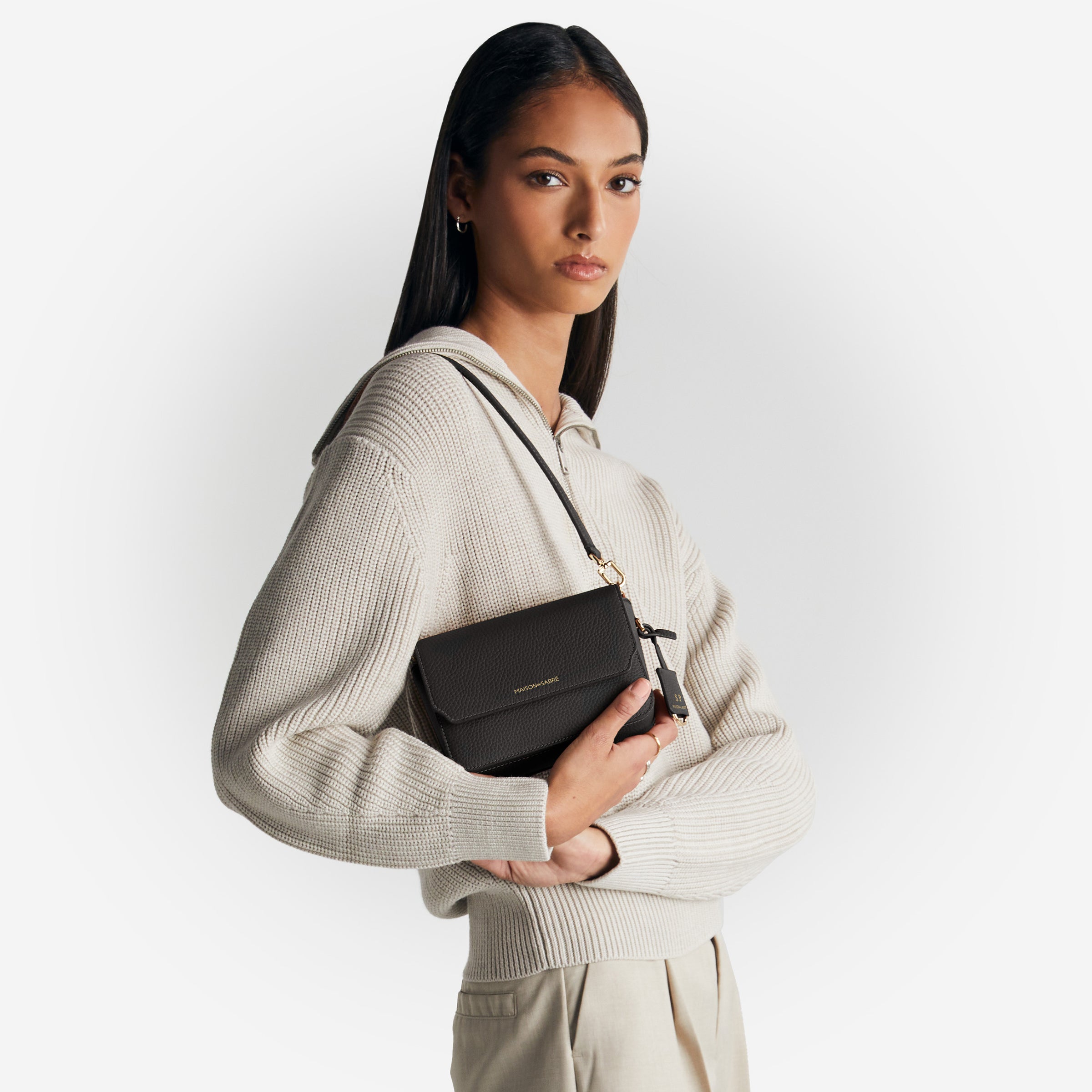 ミニフラップバッグ Mini Flap Bag ブラックキャビア | MAISON de SABRÉ