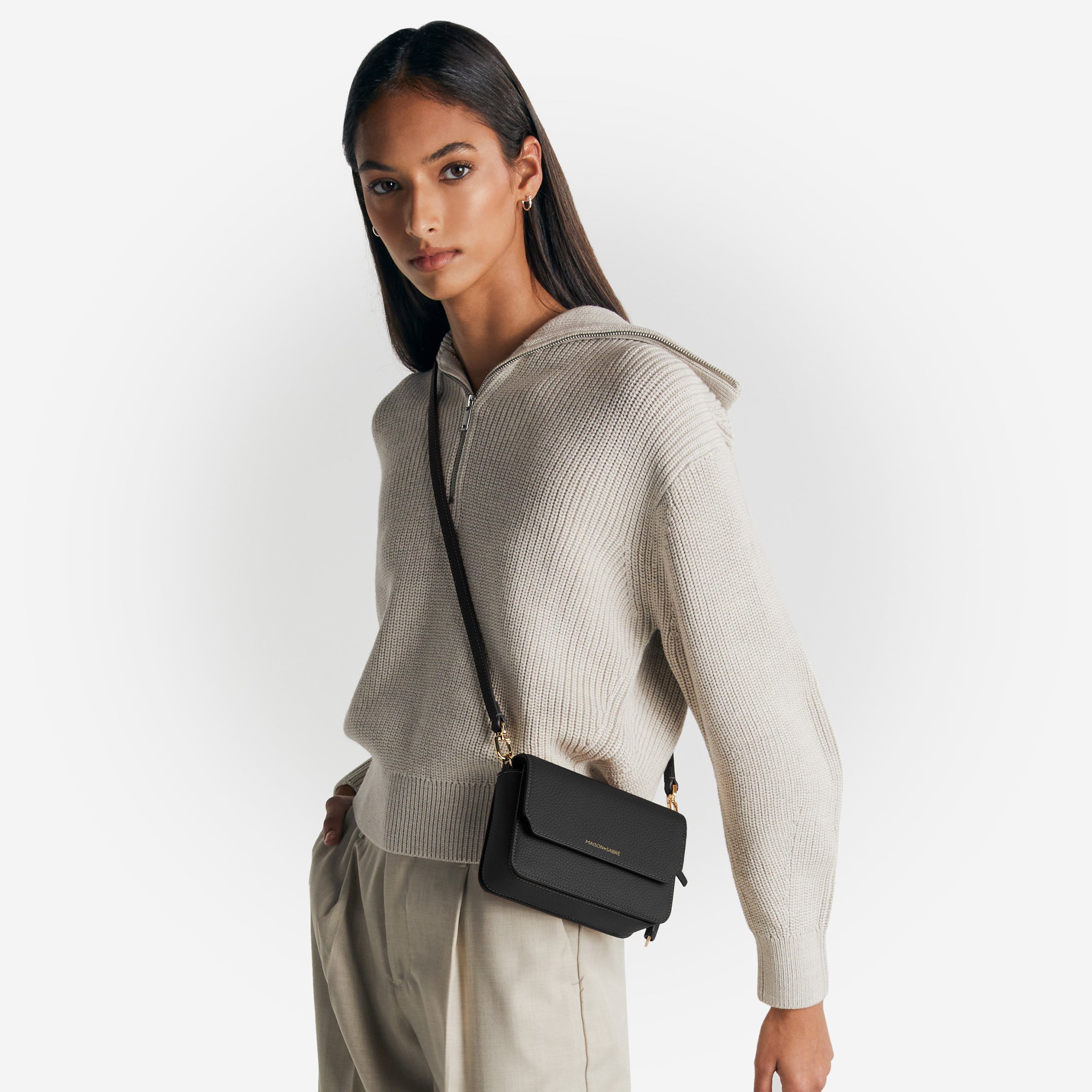 ミニフラップバッグ Mini Flap Bag ブラックキャビア | MAISON de SABRÉ