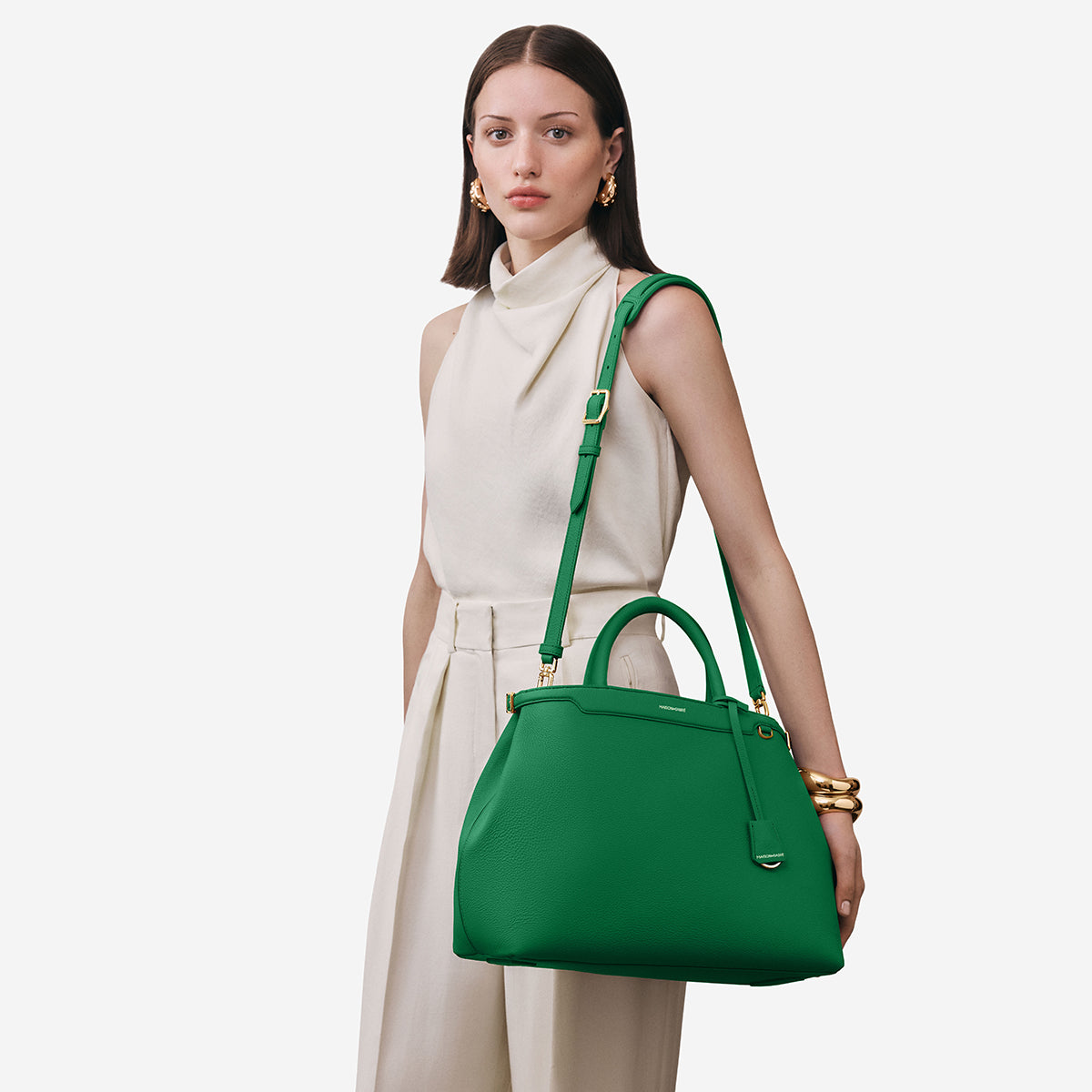 レザーハンドバッグ Large Palais エメラルドグリーン | MAISON de SABRÉ