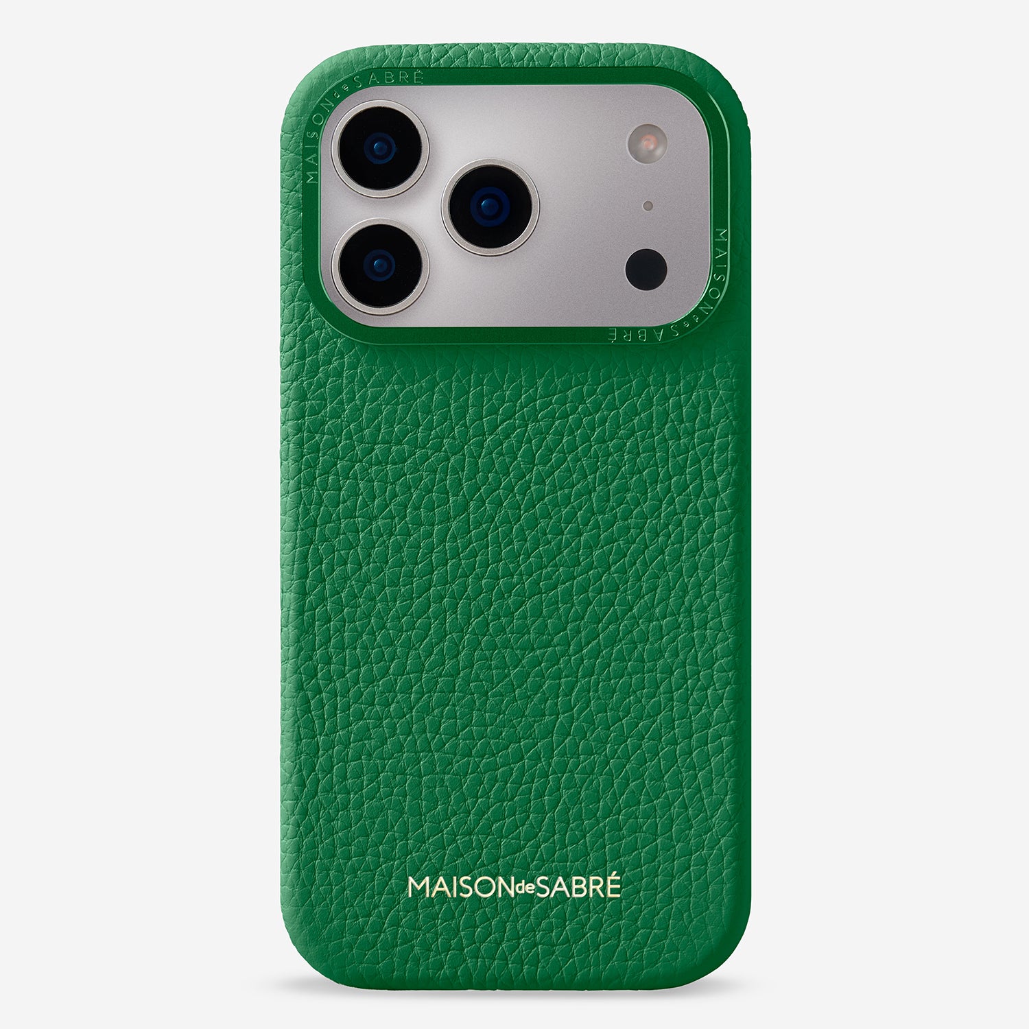 手染めレトログリーン、蓋付きコンパクトシザーケース レザーケース iPhone 18 Pro Case エメラルドグリーン | MAISON de SABRÉ