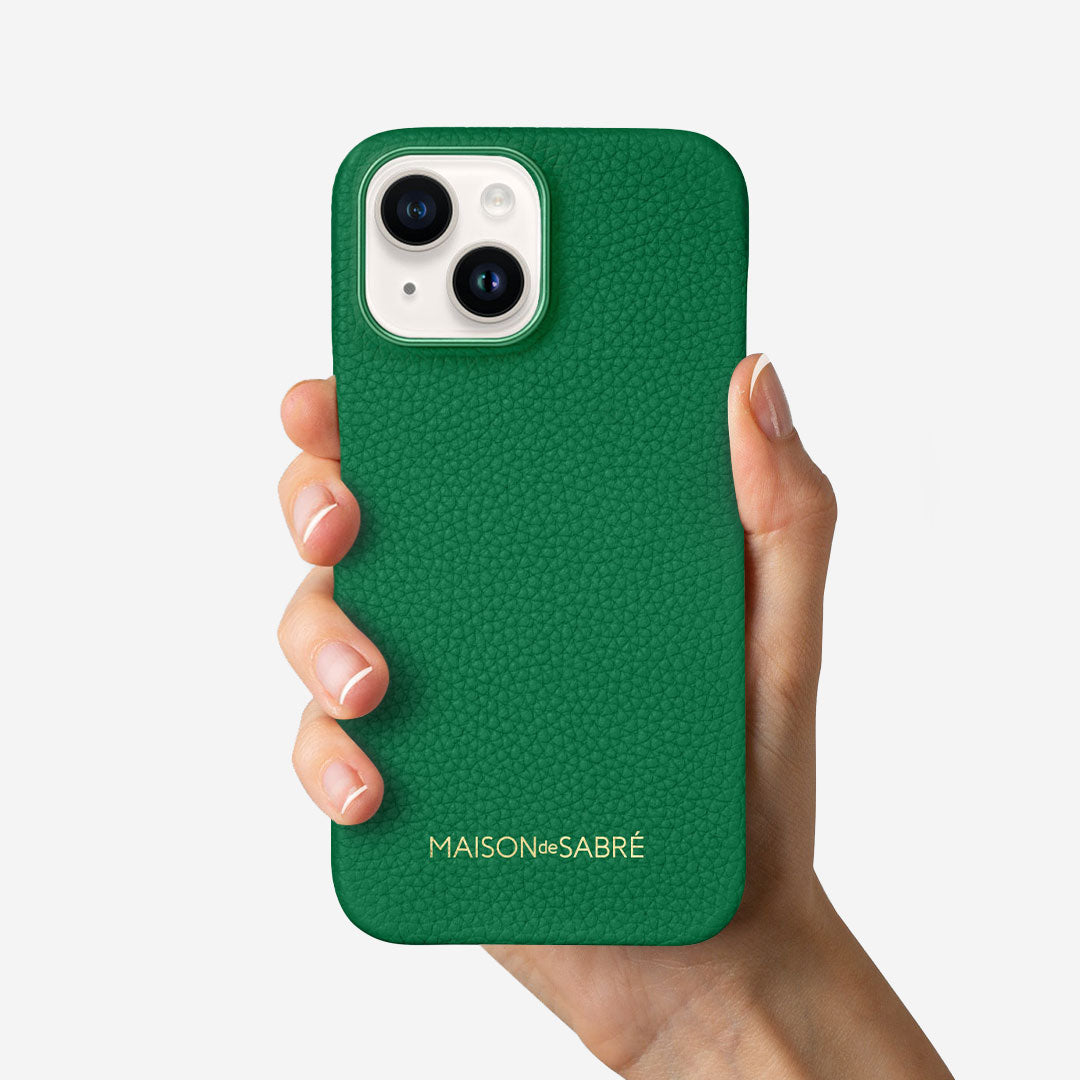 Apple iPhone 15 グリーン 本体 128GB スマホケース付き レザーケース iPhone 15 Case エメラルドグリーン | MAISON de SABRÉ