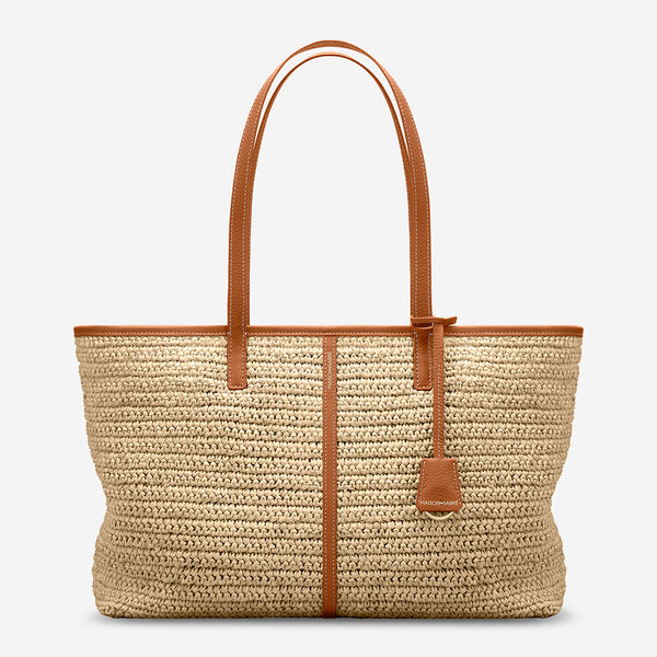 【MAISON de SABRE】限定 ラフィアスナップソフトトートバッグ The Raffia Small Soft Tote - Pecan Brown – MAISON de SABRÉ