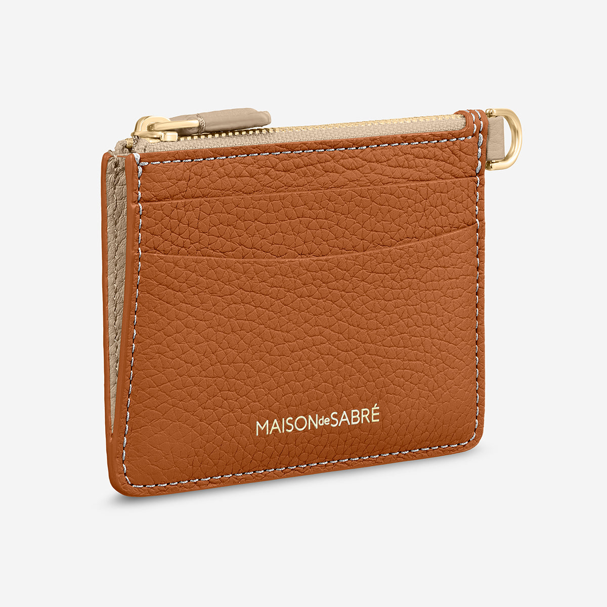 The Zipped Card Pouch - Pecan Nude