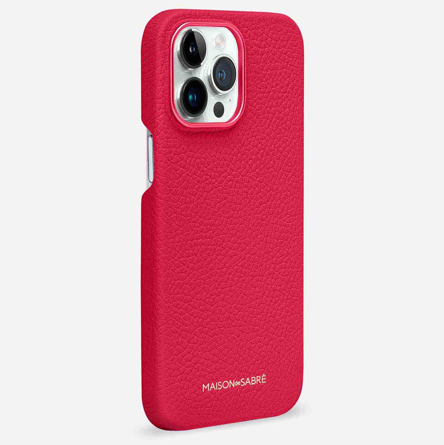 メゾンドサブレ iPhone14promax レザーケース 赤 イニシャル M レザーケース iPhone 14 Pro Case シブヤフューシャ | MAISON de SABRÉ
