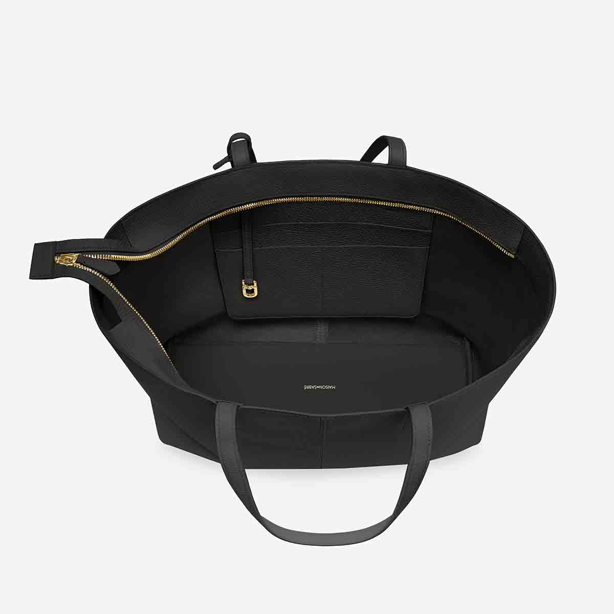 MAISON de SABRE トートバッグ ブラック ジップトートバッグ Zipped Soft Tote ブラックキャビア | MAISON de SABRÉ