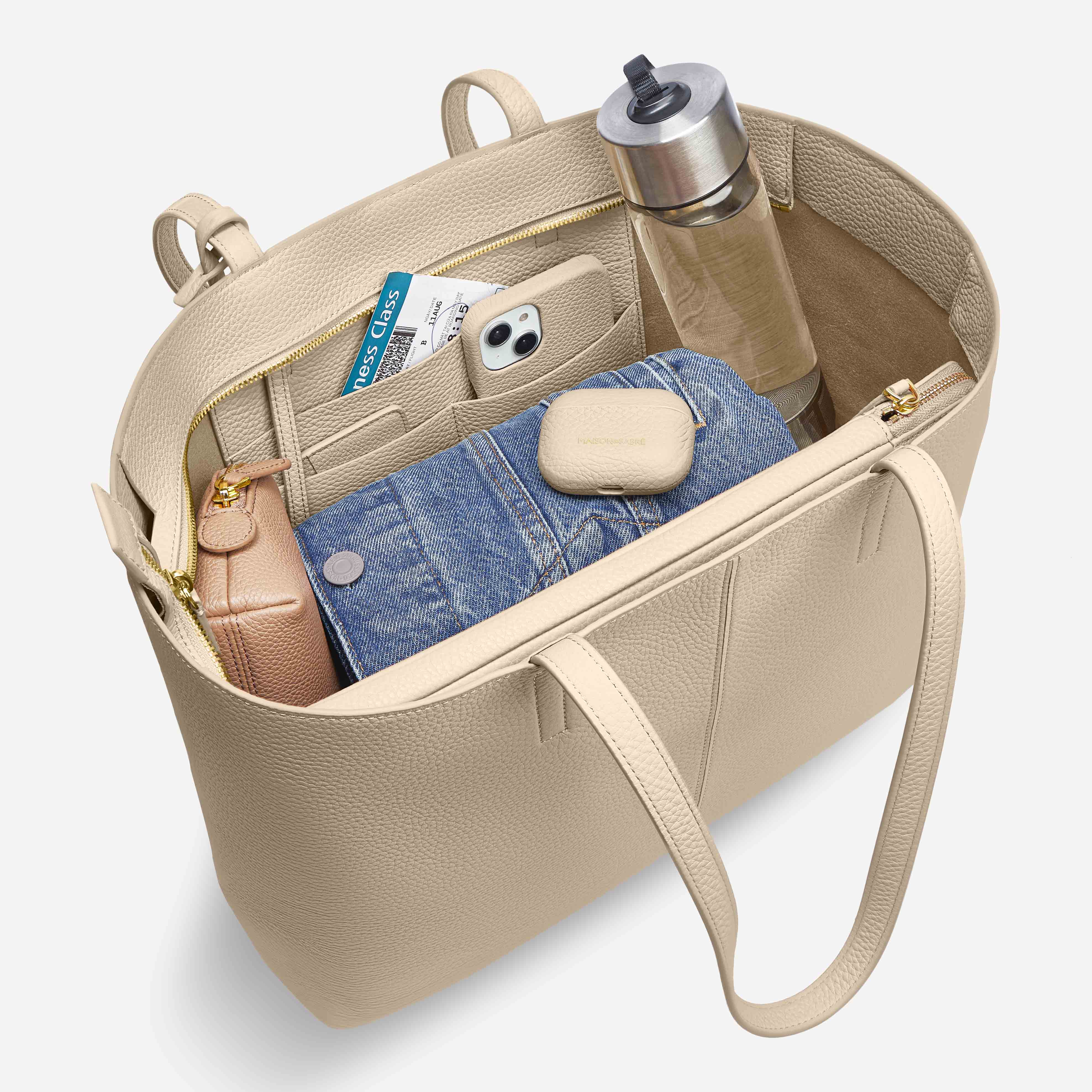 ジップトートバッグ Zipped Soft Tote ブラックキャビア | MAISON de SABRÉ