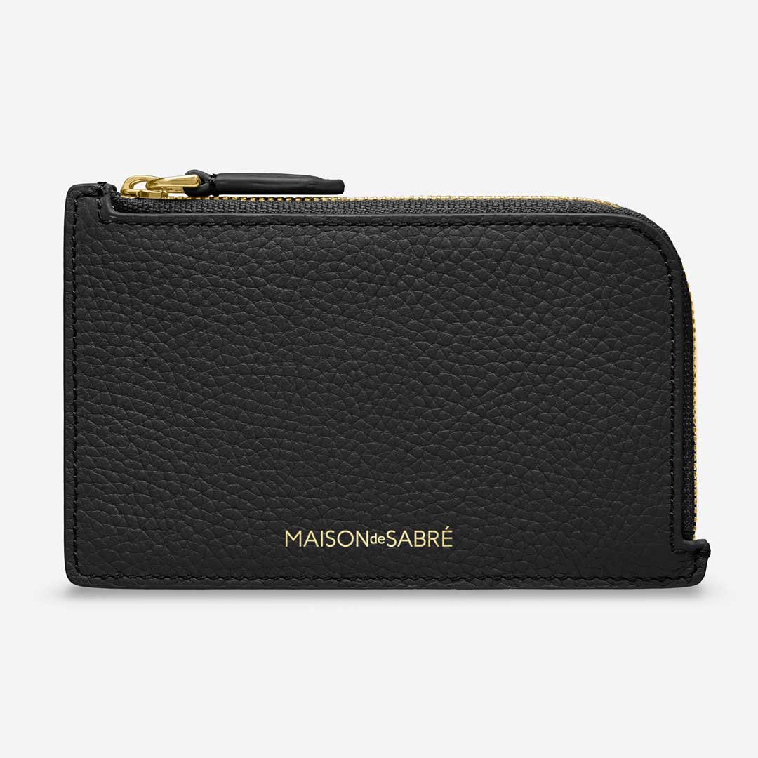 ジップ付きカードケース Zip Card Holder ブラックキャビア | MAISON
