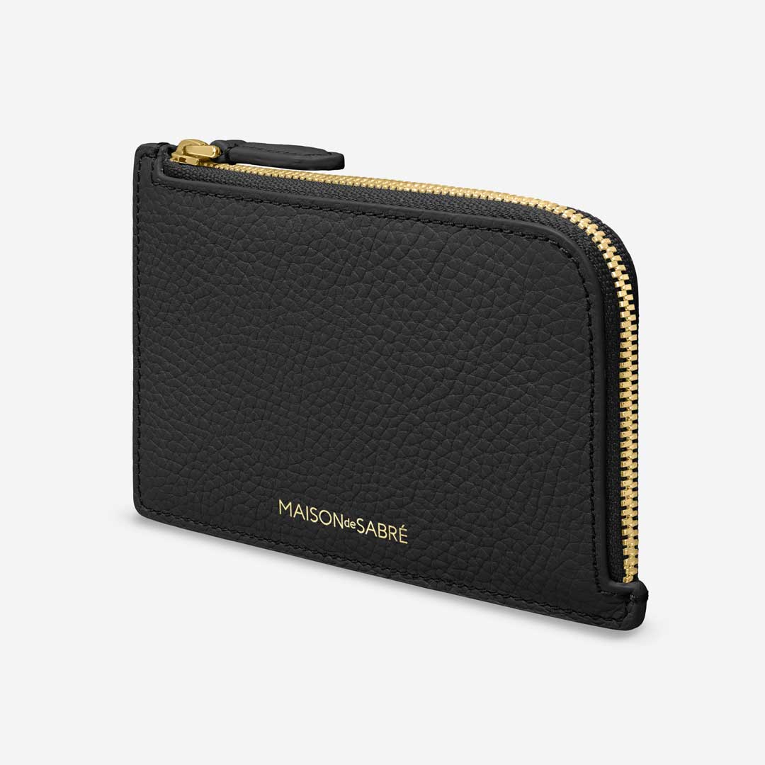 ジップ付きカードケース Zip Card Holder ブラックキャビア | MAISON