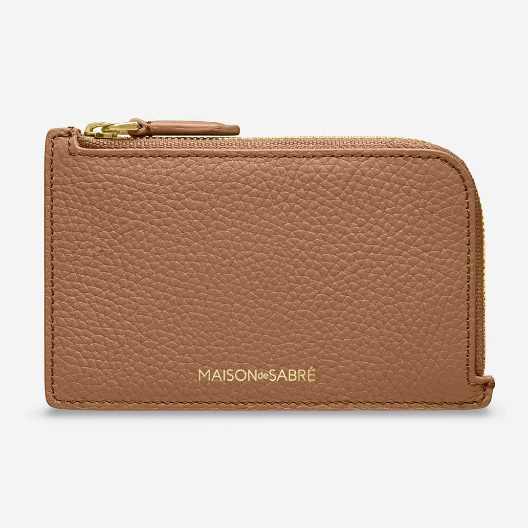ジップ付きカードケース Zip Card Holder サンドストーンブラウン