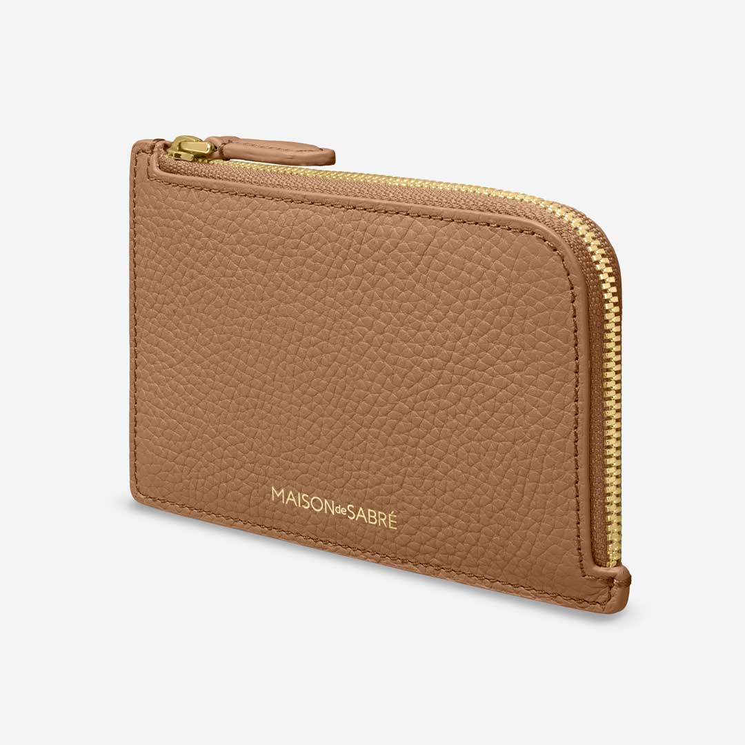 ジップ付きカードケース Zip Card Holder サンドストーンブラウン