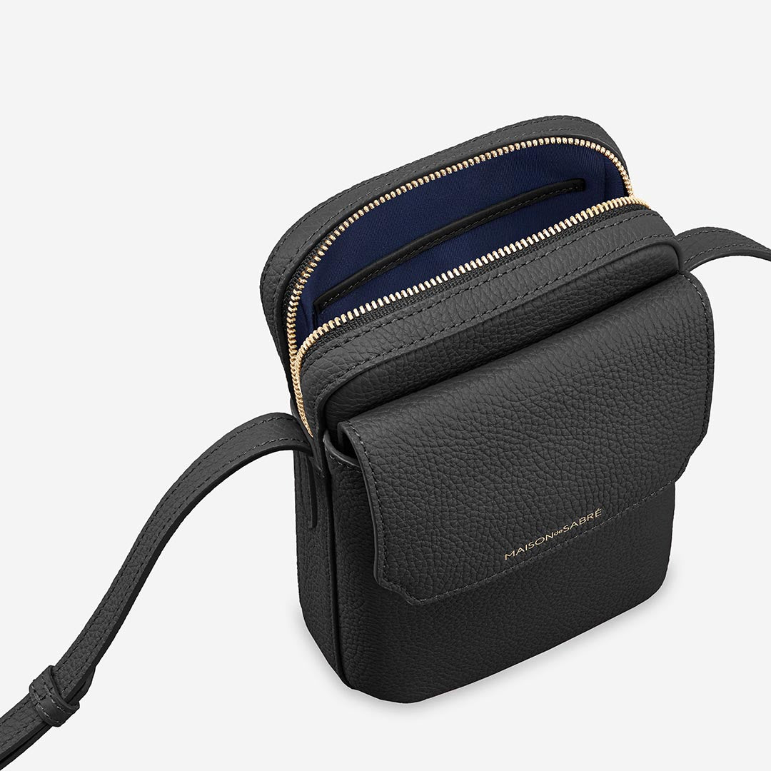 ジップスマホポーチ Zipped Phone Pouch ブラックキャビア | MAISON de