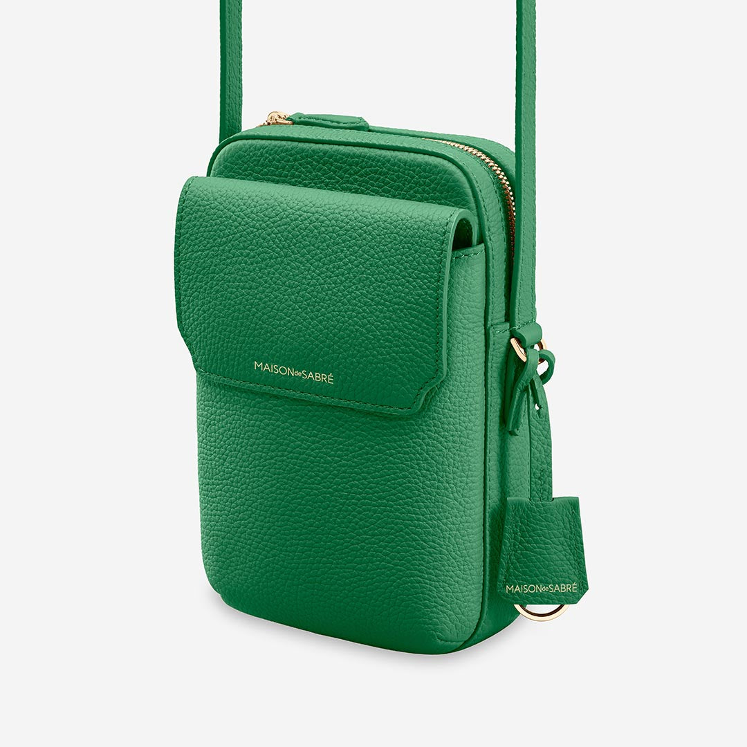 ジップスマホポーチ Zipped Phone Pouch エメラルドグリーン | MAISON