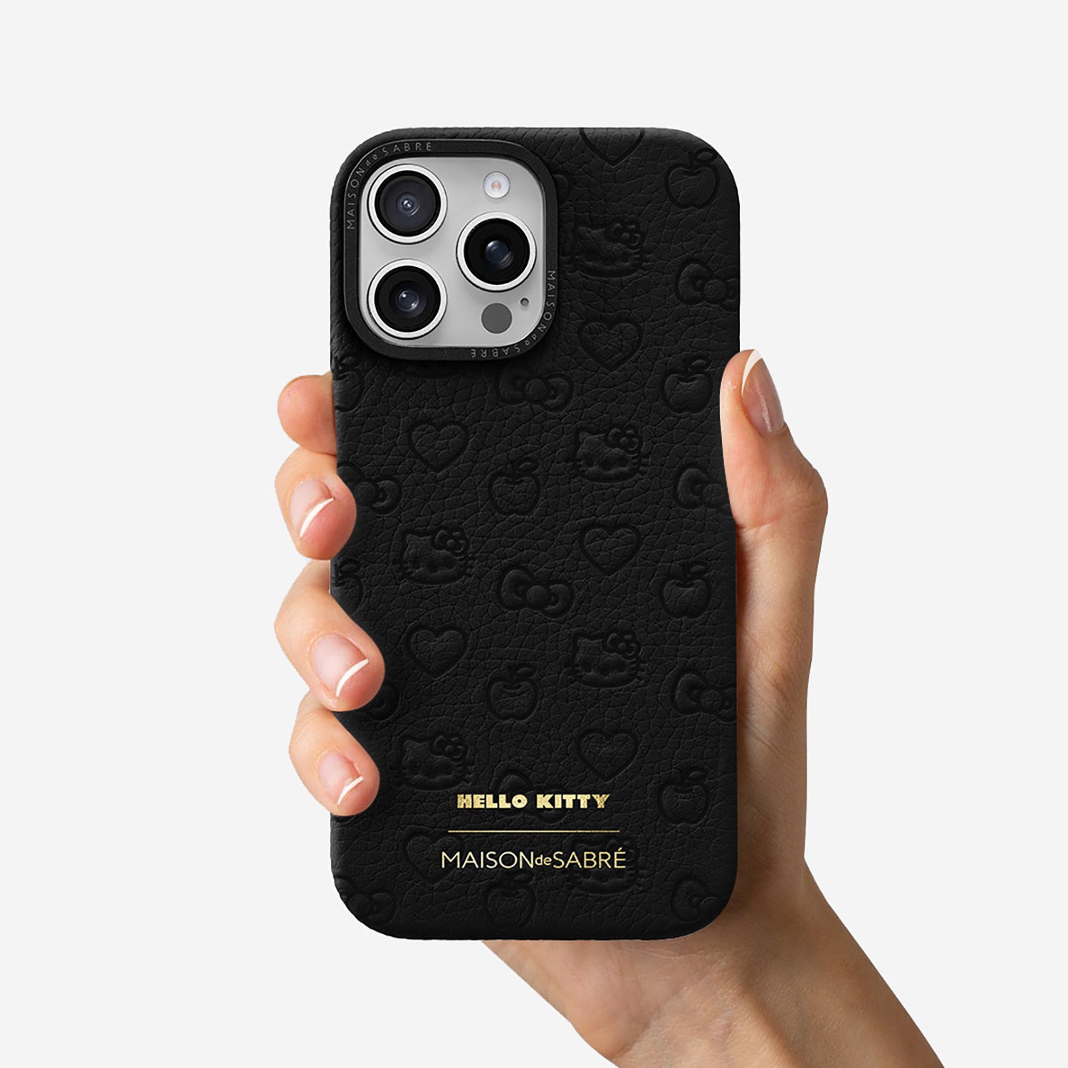 レザーケース iPhone 16 Pro Case ブラックキャビア（ハローキティ